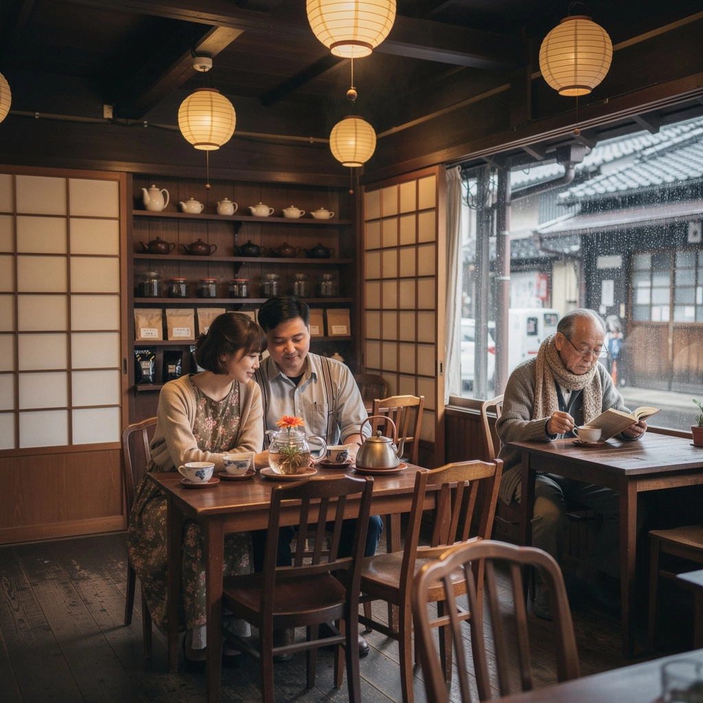 美しい茶葉が盛り付けられたティーカップの画像