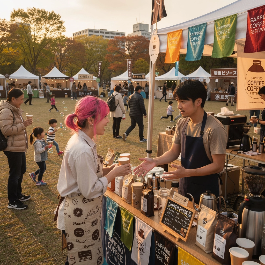 コーヒーの淹れ方を説明する手順が描かれたイラスト