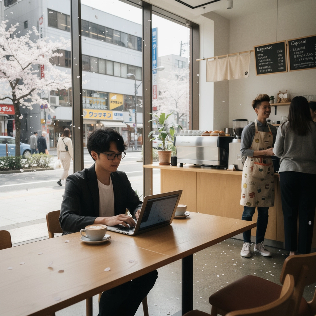 コーヒーの淹れ方を示す手順のイラスト、初心者でも分かりやすい解説付きです。