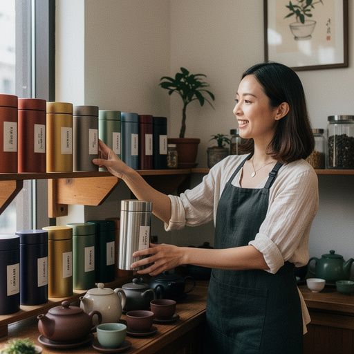 色とりどりの紅茶の葉が美しく配置されたガラスの容器の画像。