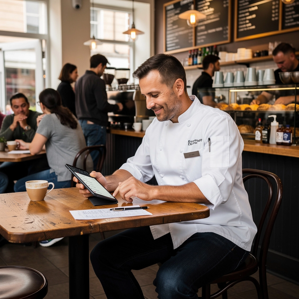 季節限定のコーヒーと紅茶のメニューが書かれた黒板の詳細。